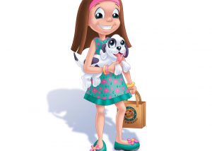 Shopping girl with dog