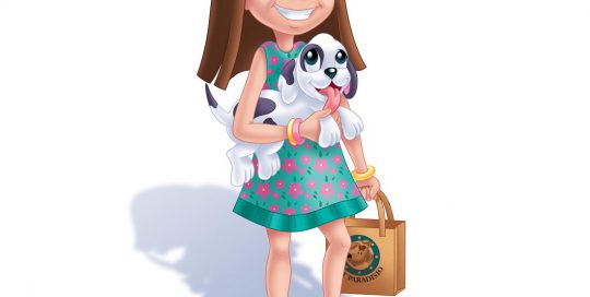 Shopping girl with dog