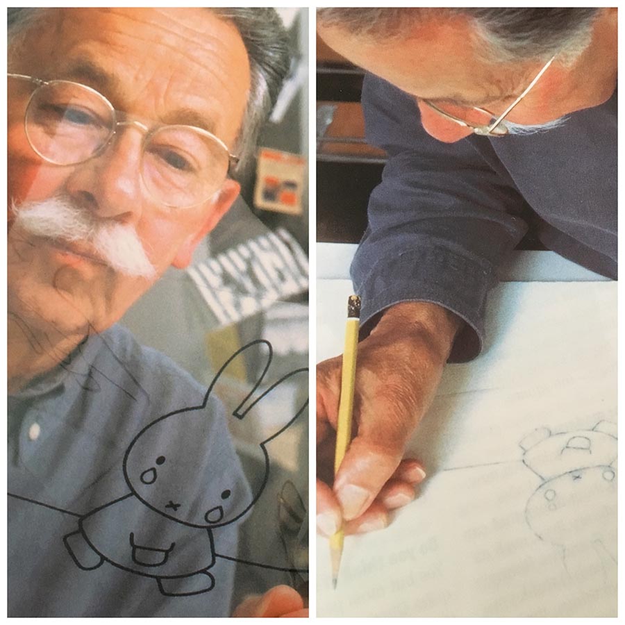 Dick Bruna drawing Miffy
