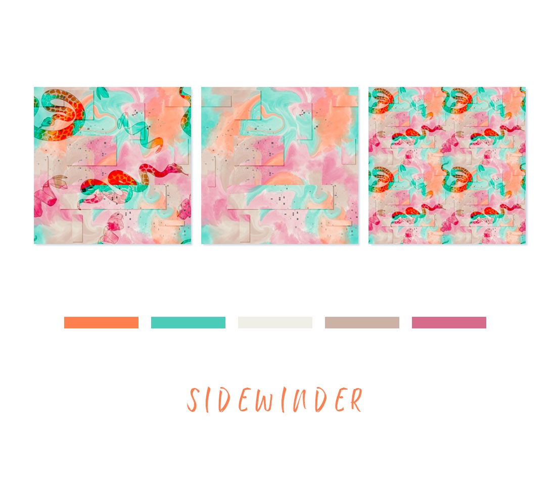 Sidewinder swatches and pattern