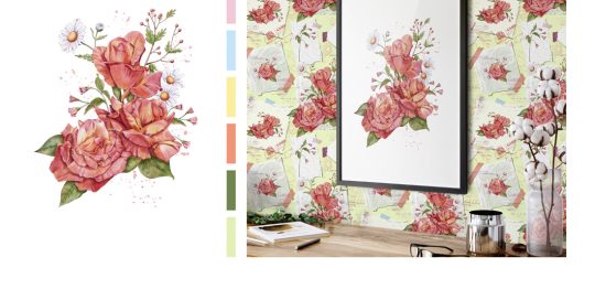 Rosa Reverie composition and frame mockup